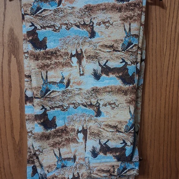 Dressed in LALA Horse Print Pants - Brown and Blue - Picture 2 of 3